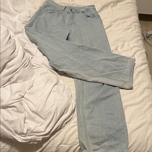 Light Blue Wide Leg Zip Fly High Waisted Denim Jeans Size 24/XS